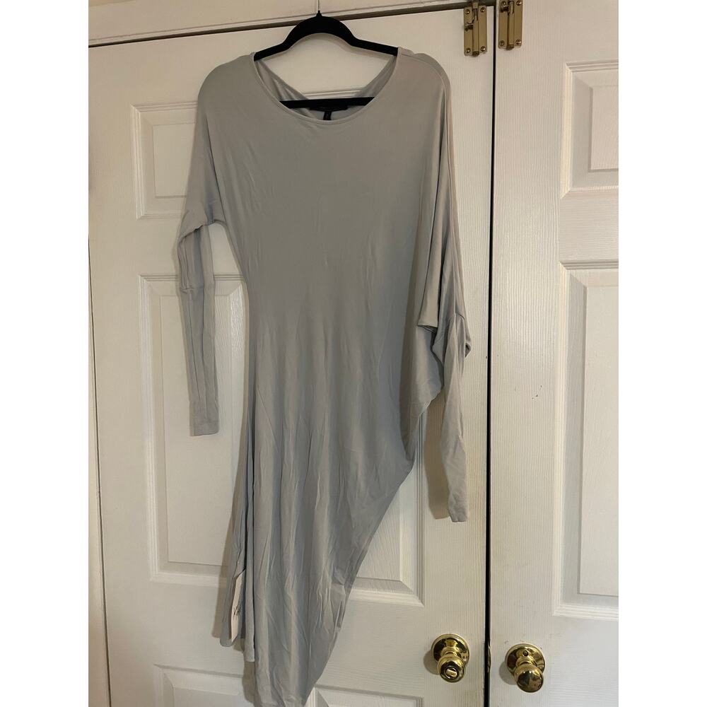 BCBG MAXAZRIA Symmetrical gray long sleeve dress size large NWT